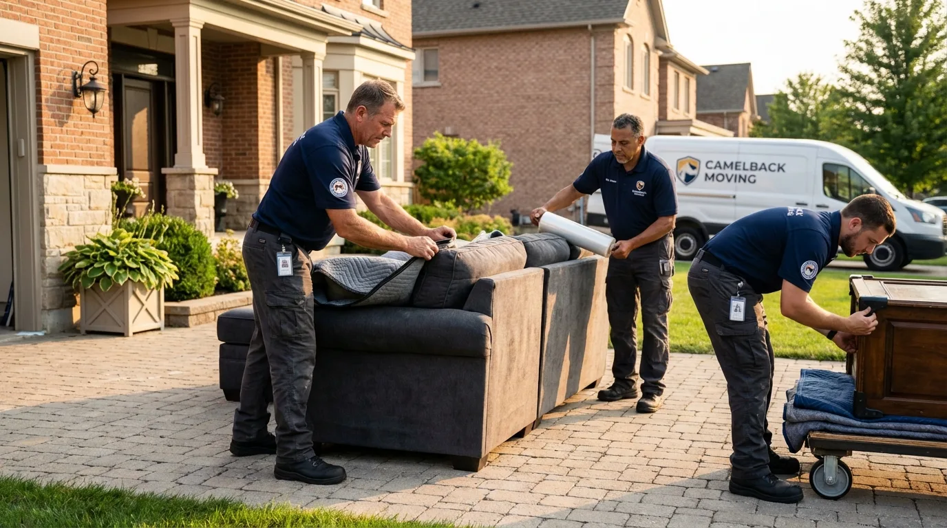 Large estate moving crew wrapping furniture in Stanton, TX